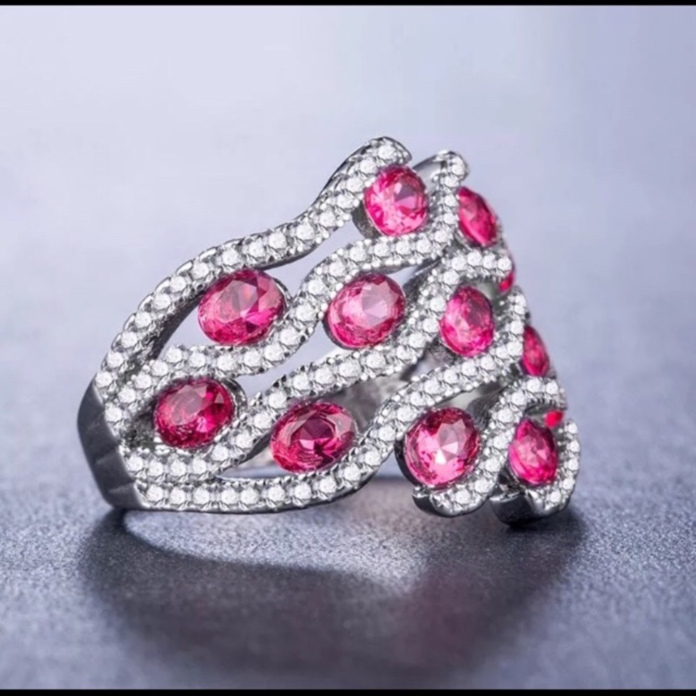 Gorgeous 925 Silver Filled Ruby Ring - image 4
